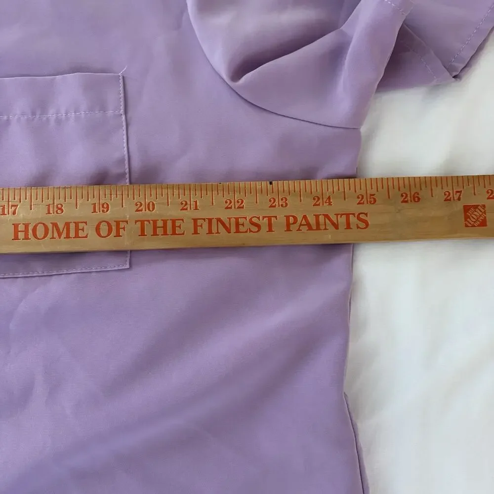 Vintage Susan Graver Style Lavender Short Sleeve Button Down Shirt Size XL